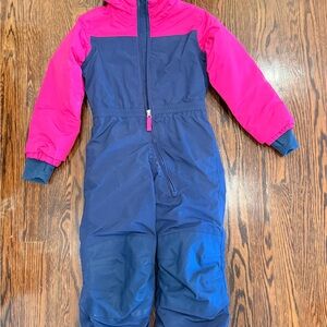 Lands' End Pink and Navy Kids Snowsuit